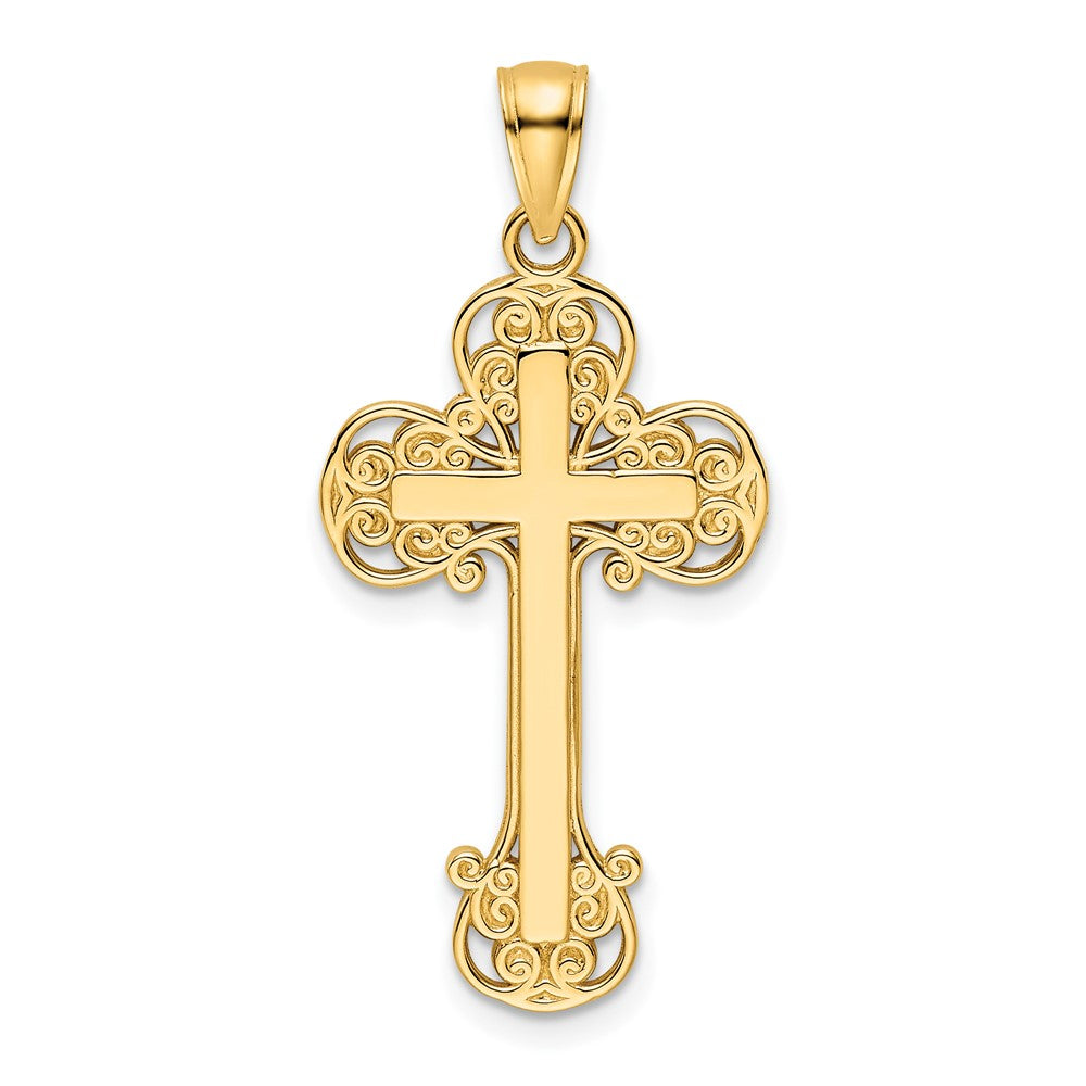 14K Gelbgold Polierter Fantasie-Kreuz-Anhänger