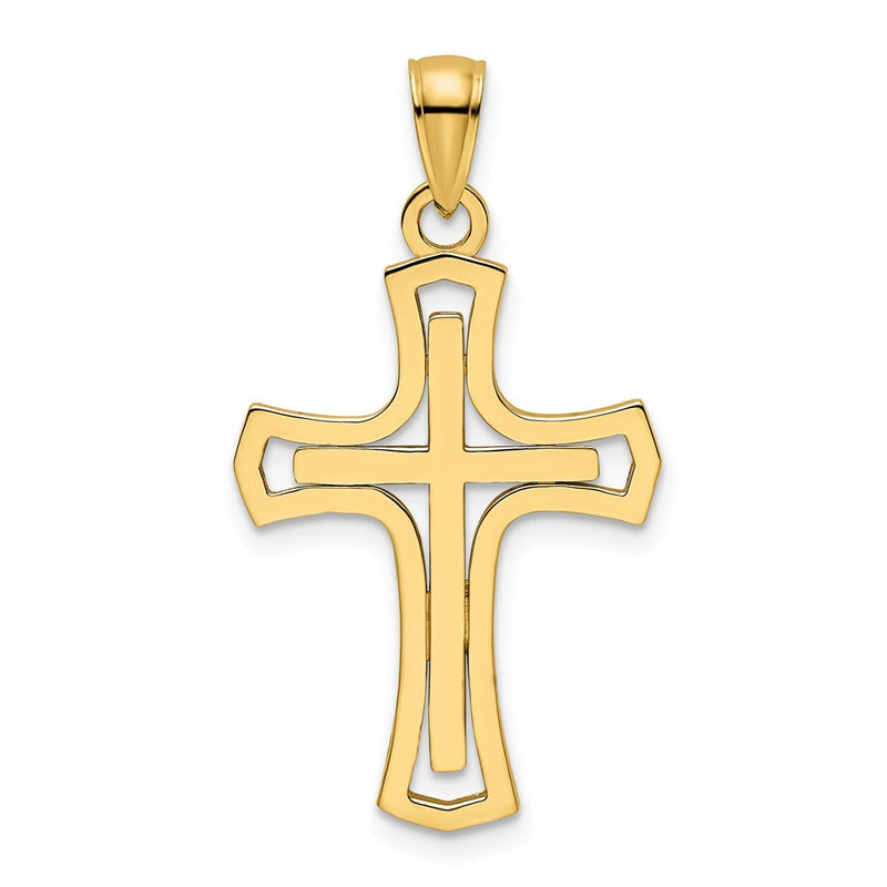 14K Gelbgold Polierter Kreuzanhänger