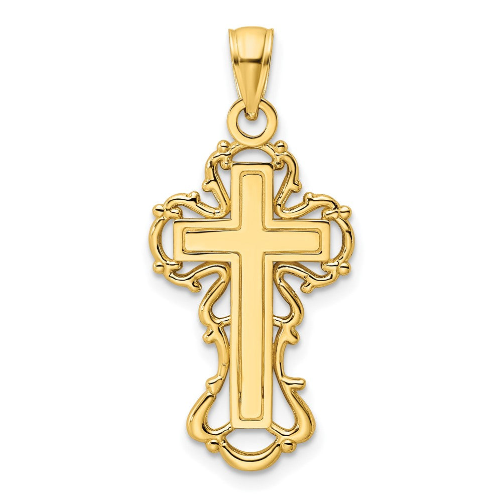14K Gelbgold Poliertes Kreuz-Anhänger** Moment – korrigiert für richtige Genusübereinstimmung: **14K Gelbgold Polierter Kreuz-Anhänger