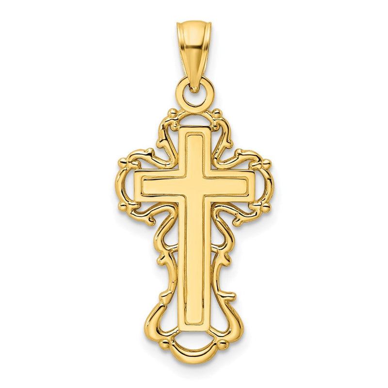 14K Gelbgold Polierter Kreuz-Anhänger