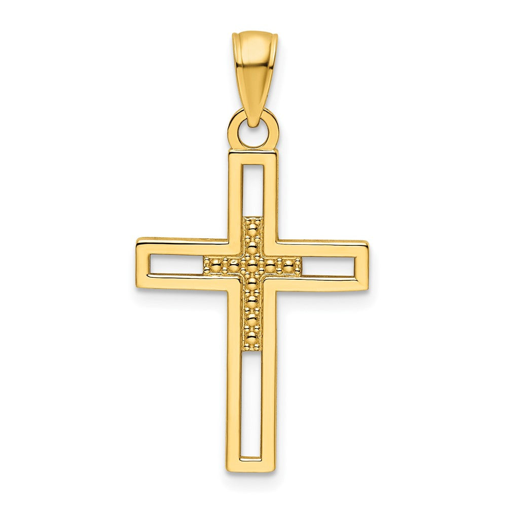 14K Gelbgold Polierter Kugel-Kreuz-Anhänger