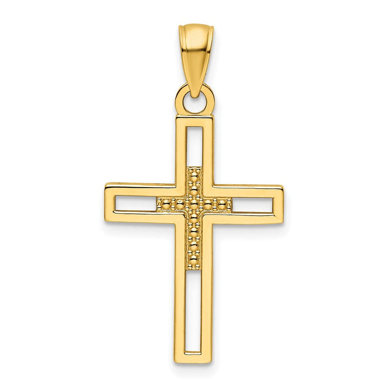 14K Gelbgold Polierter Kugel-Kreuz-Anhänger