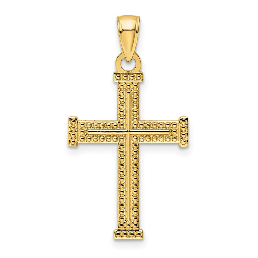 14K Gelbgold Polierter Kugel-Kreuz-Anhänger