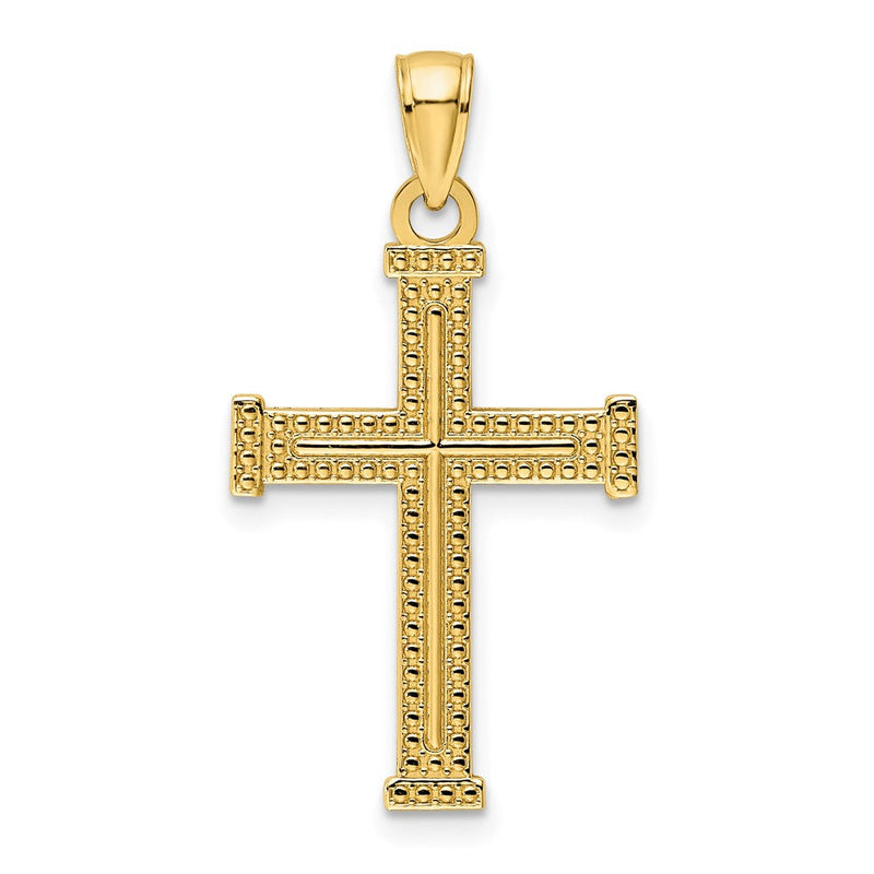 14K Gelbgold Polierter Kugel-Kreuz-Anhänger