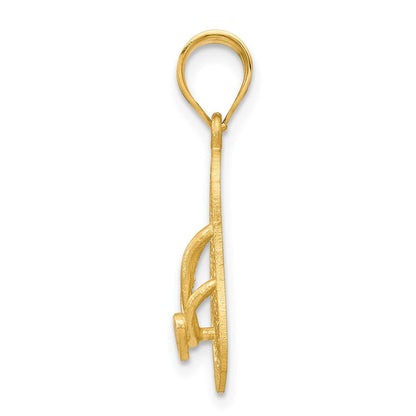 14K Gelbgold Solid 3-D Roter Emaillierter Sandalen-Anhänger