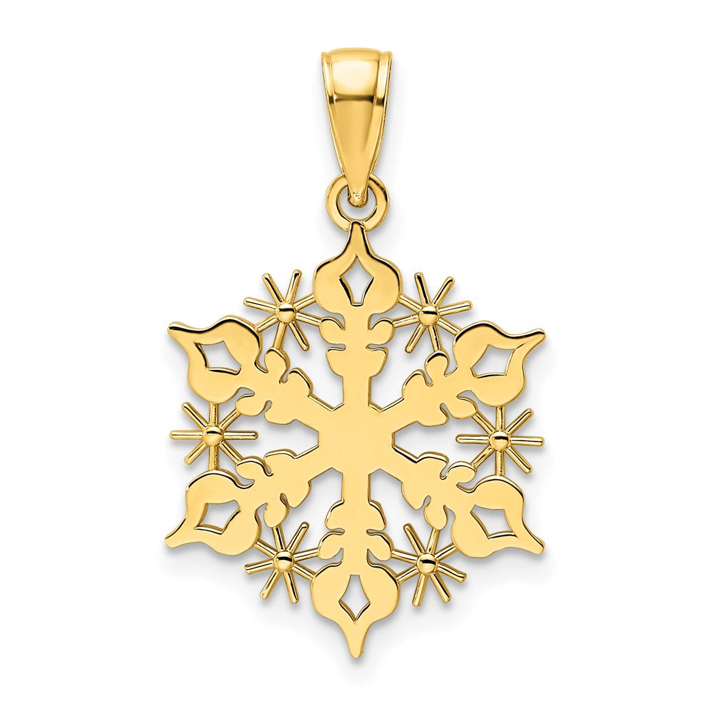 14K Gelbgold Polierter Schneeflocken-Anhänger