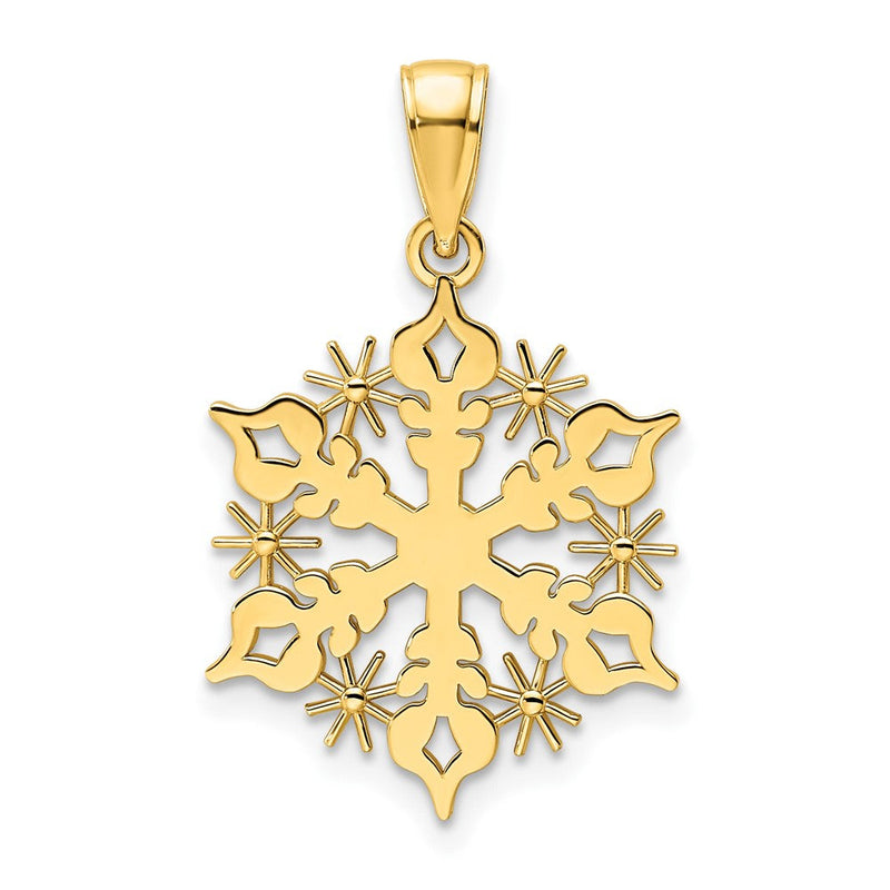14K Gelbgold Polierter Schneeflocken-Anhänger
