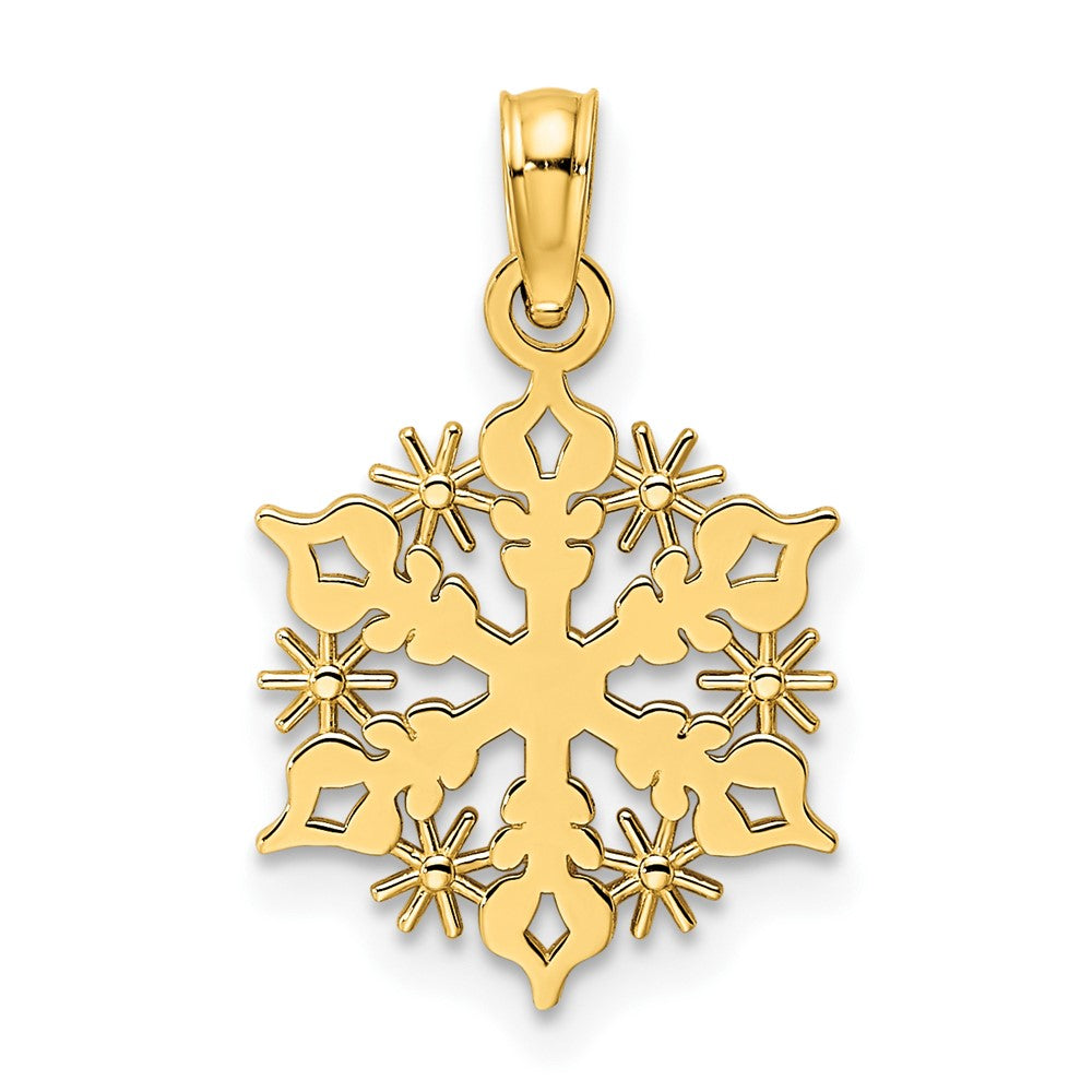14K Gelbgold Poliert Schneeflocke Anhänger