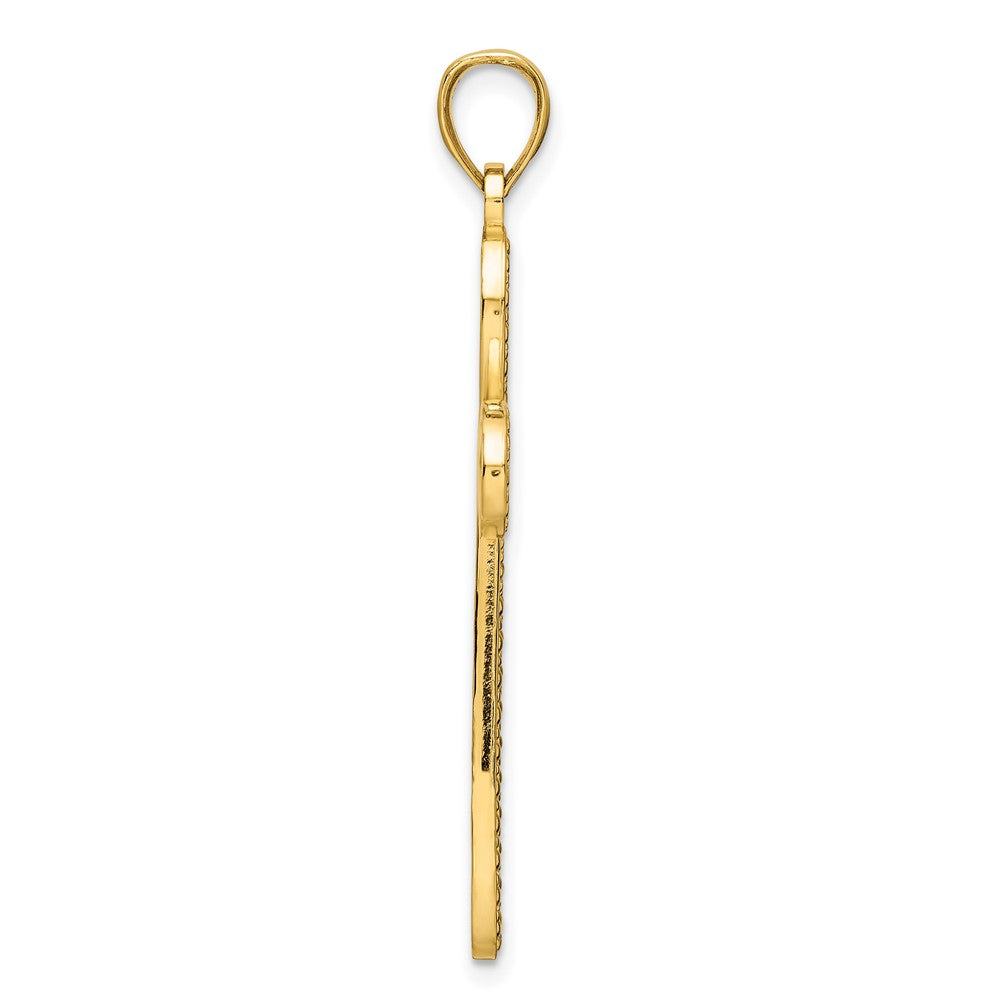 14K Gelbgold Polierter Perlen-Kreuzanhänger