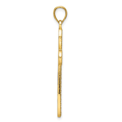 14K Gelbgold Polierter Perlen-Kreuzanhänger