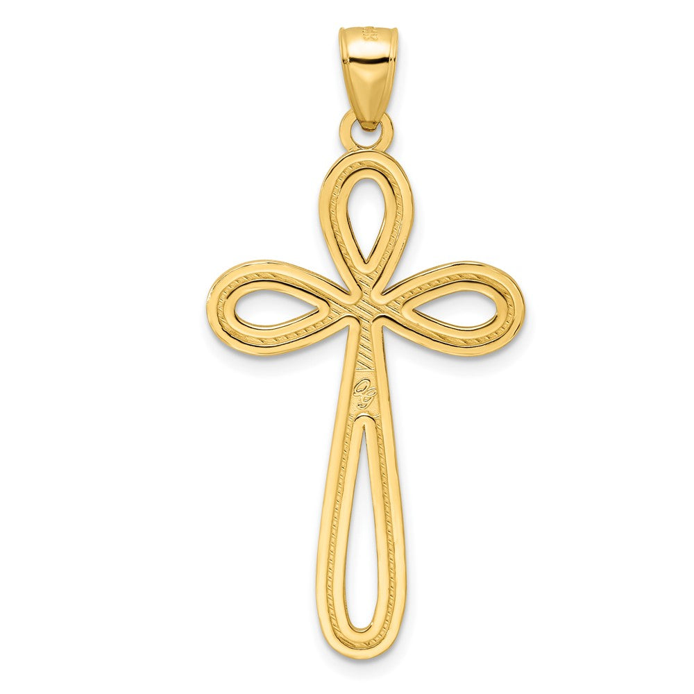 14K Gelbgold Polierter Perlen-Kreuzanhänger