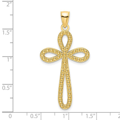 14K Gelbgold Polierter Perlen-Kreuzanhänger