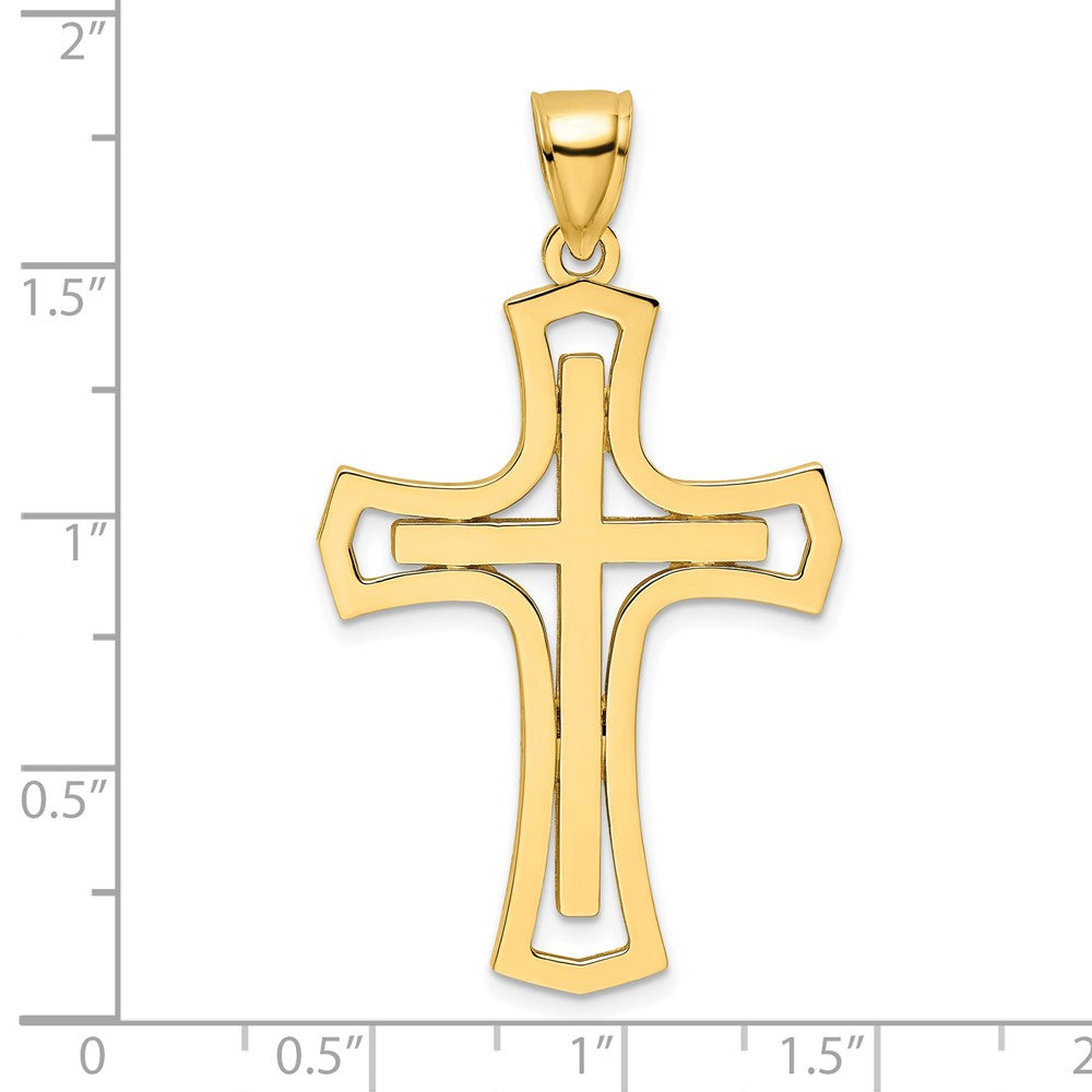 14K Gelbgold Polierter Kreuz-Anhänger