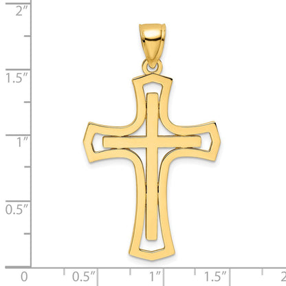 14K Gelbgold Polierter Kreuz-Anhänger