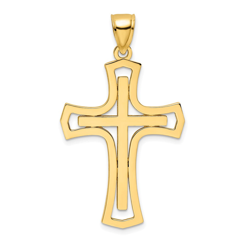 14K Gelbgold Polierter Kreuz-Anhänger