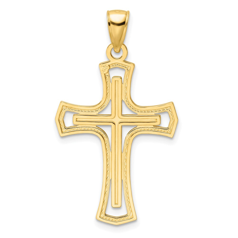 14K Gelbgold Polierter Doppelkreuz-Anhänger