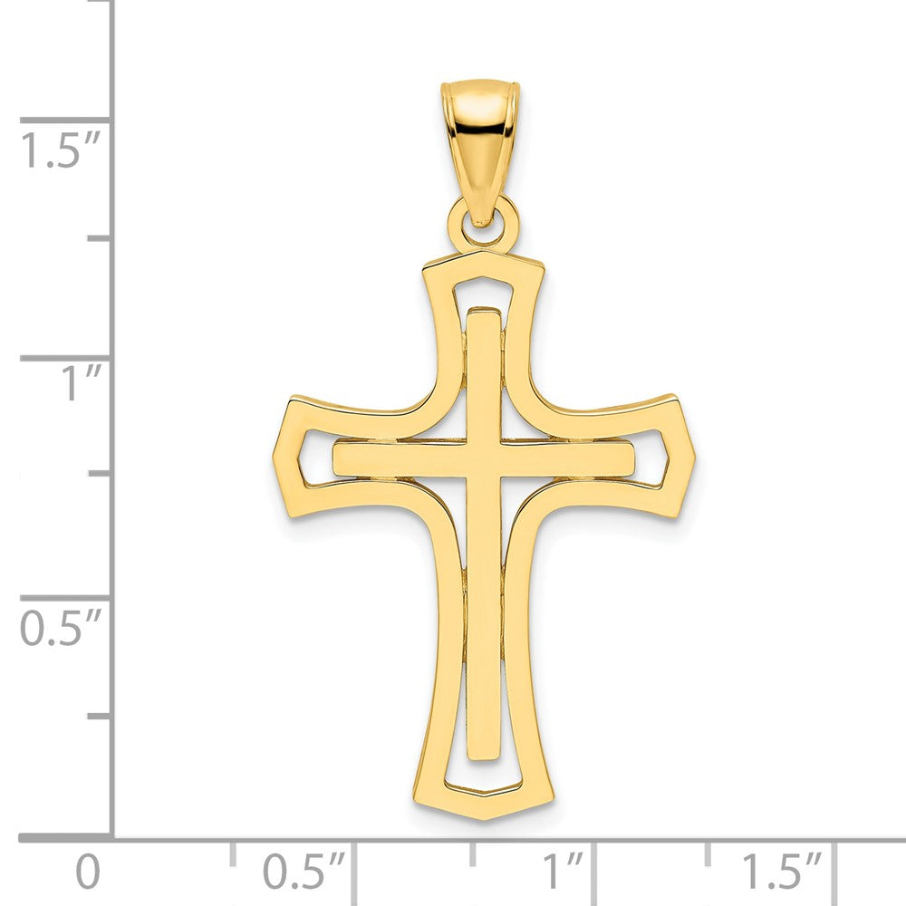 14K Gelbgold Polierter Doppelkreuz-Anhänger