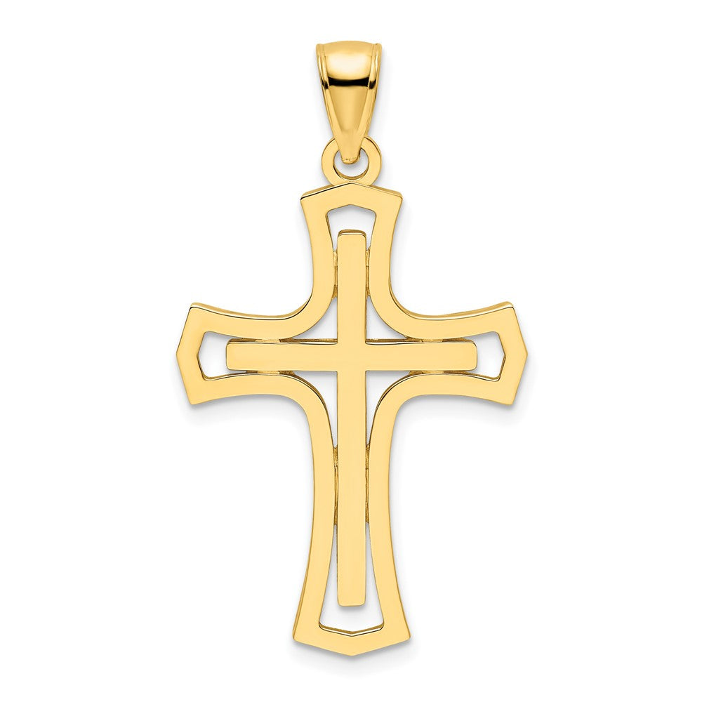 14K Gelbgold Polierter Doppelkreuz-Anhänger