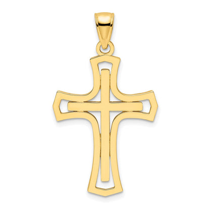 14K Gelbgold Polierter Doppelkreuz-Anhänger
