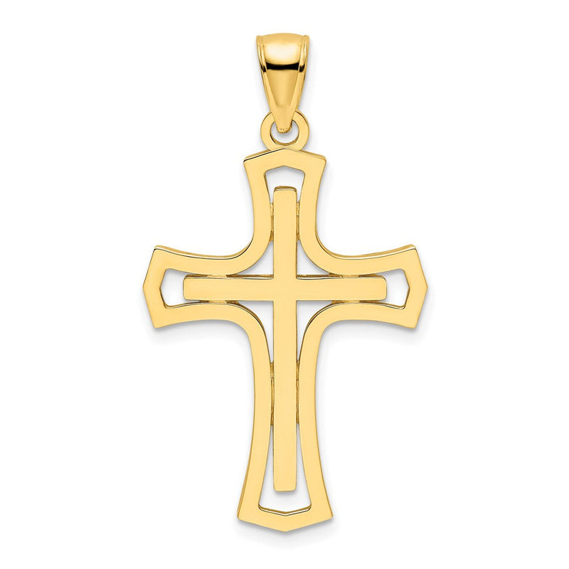14K Gelbgold Polierter Doppelkreuz-Anhänger