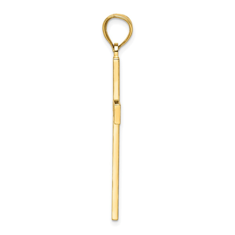 14K Gelbgold Polierter Kugel-Kreuz-Anhänger