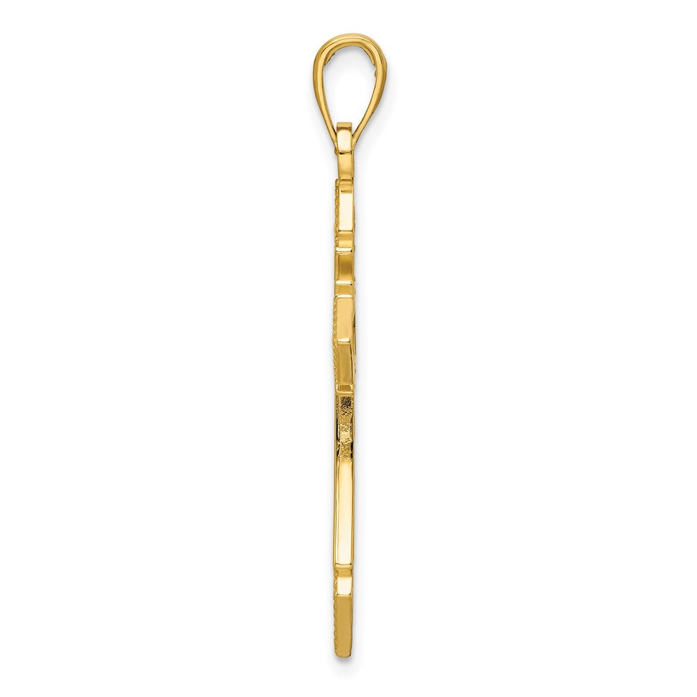 14K Gelbgold Polierter Perlen-Fantasie-Kreuz-Anhänger
