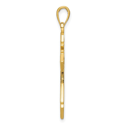 14K Gelbgold Polierter Perlen-Fantasie-Kreuz-Anhänger