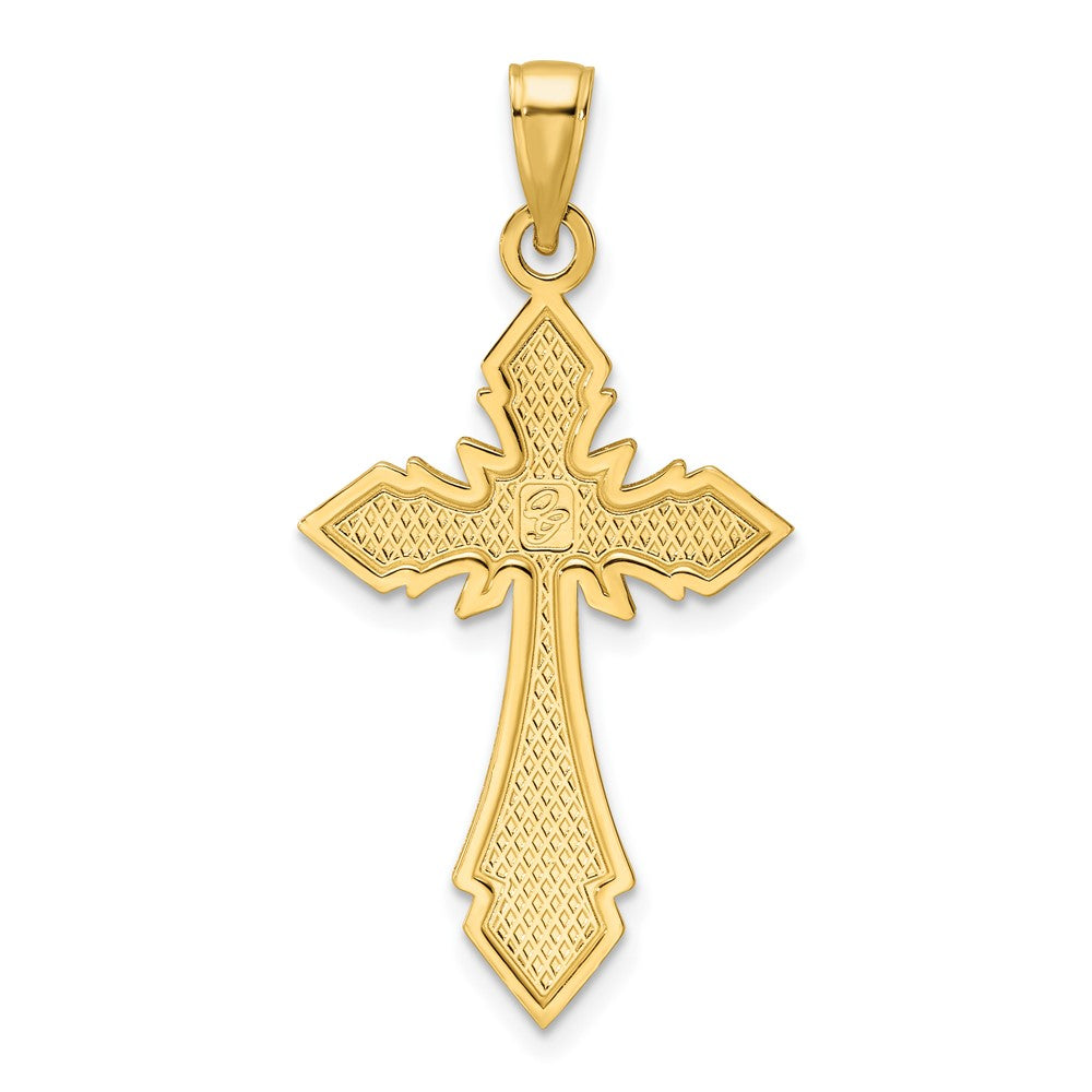14K Gelbgold Polierter Perlen-Fantasie-Kreuz-Anhänger