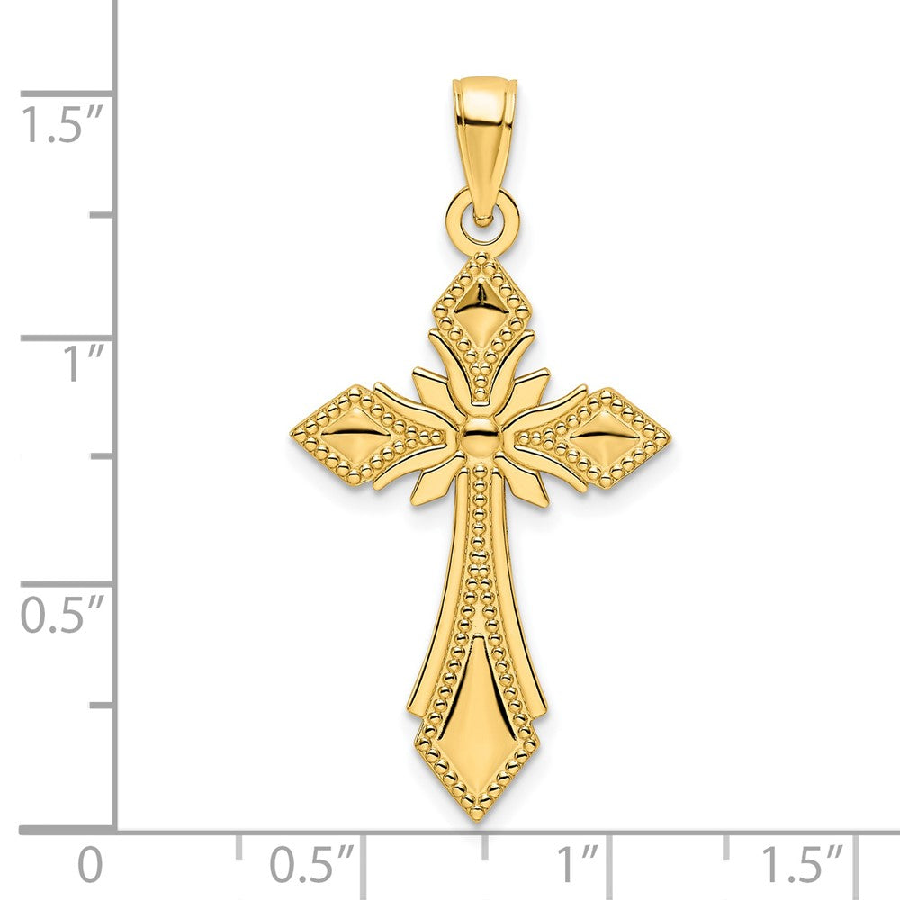 14K Gelbgold Polierter Perlen-Fantasie-Kreuz-Anhänger