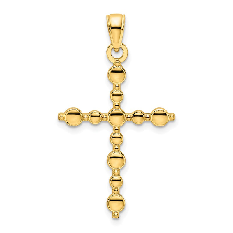14K Gelbgold Polierter Kreuz-Anhänger mit Perlrand