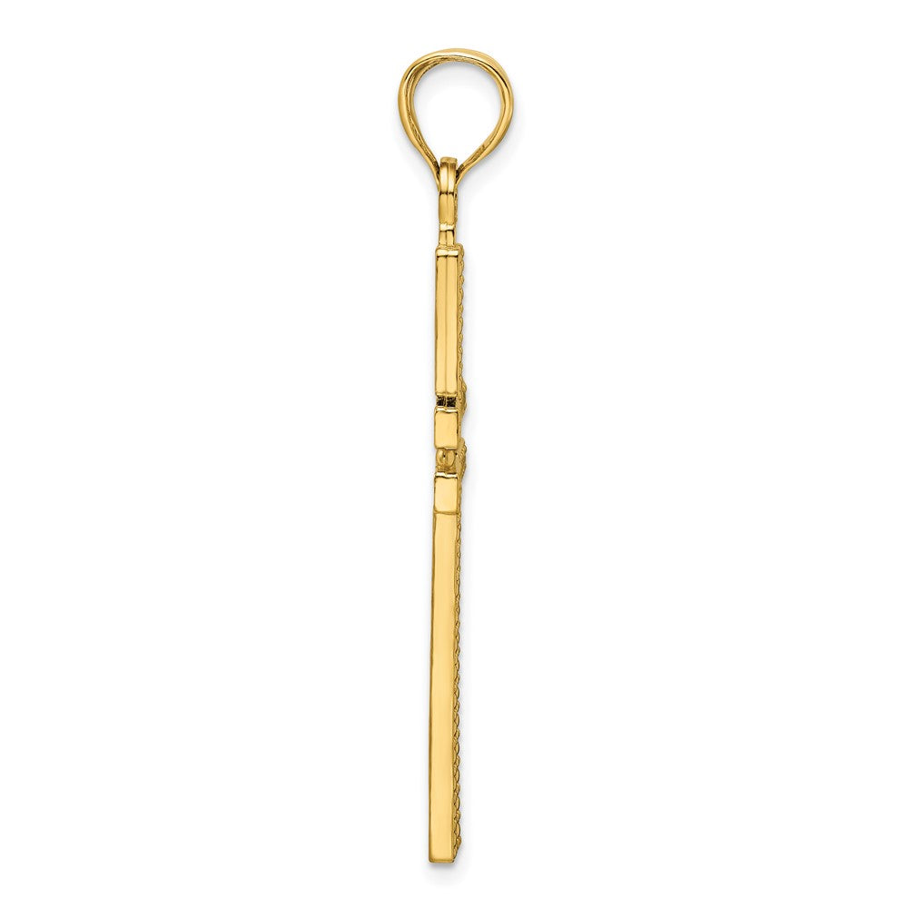 14K Gelbgold Polierter Perlen-Kreuzanhänger
