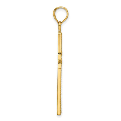 14K Gelbgold Polierter Perlen-Kreuzanhänger
