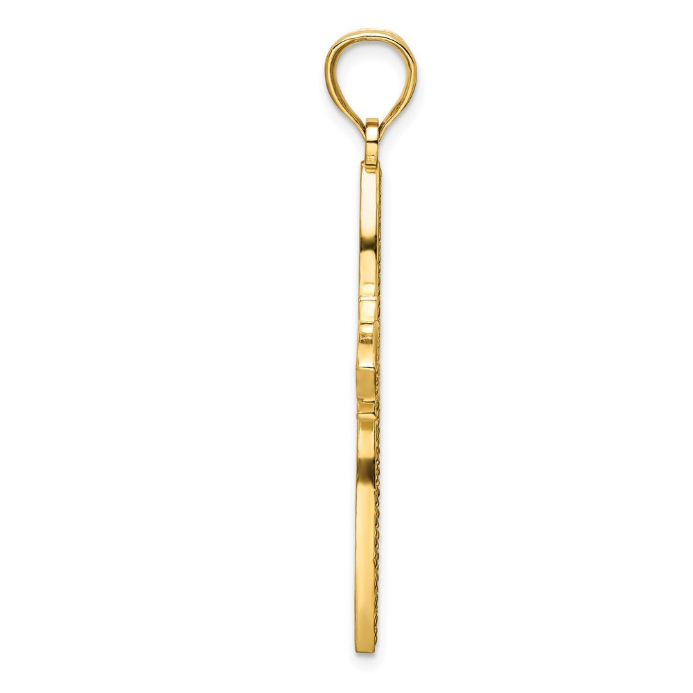 14K Gelbgold Polierter Perlen-Kreuzanhänger