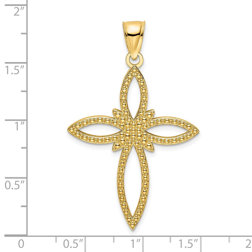 14K Gelbgold Polierter Perlen-Kreuzanhänger