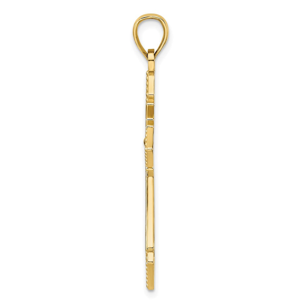 14K Gelbgold Polierter Kugel-Kreuz-Anhänger
