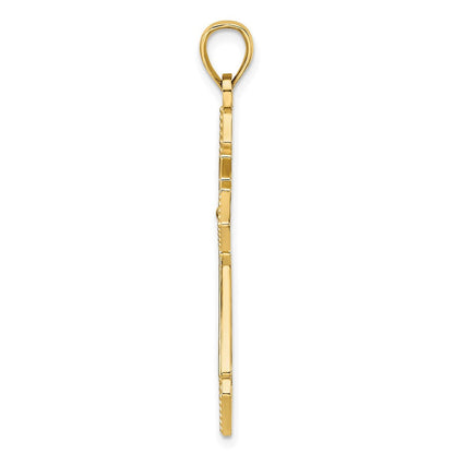 14K Gelbgold Polierter Kugel-Kreuz-Anhänger