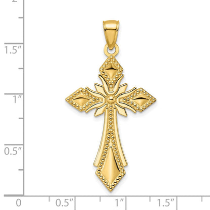 14K Gelbgold Polierter Kugel-Kreuz-Anhänger