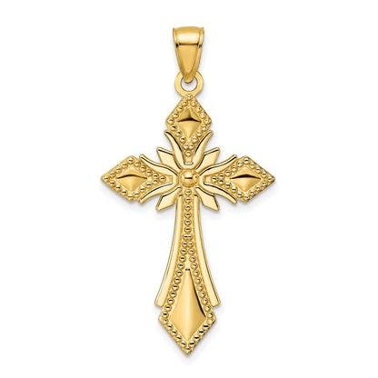 14K Gelbgold Polierter Kugel-Kreuz-Anhänger