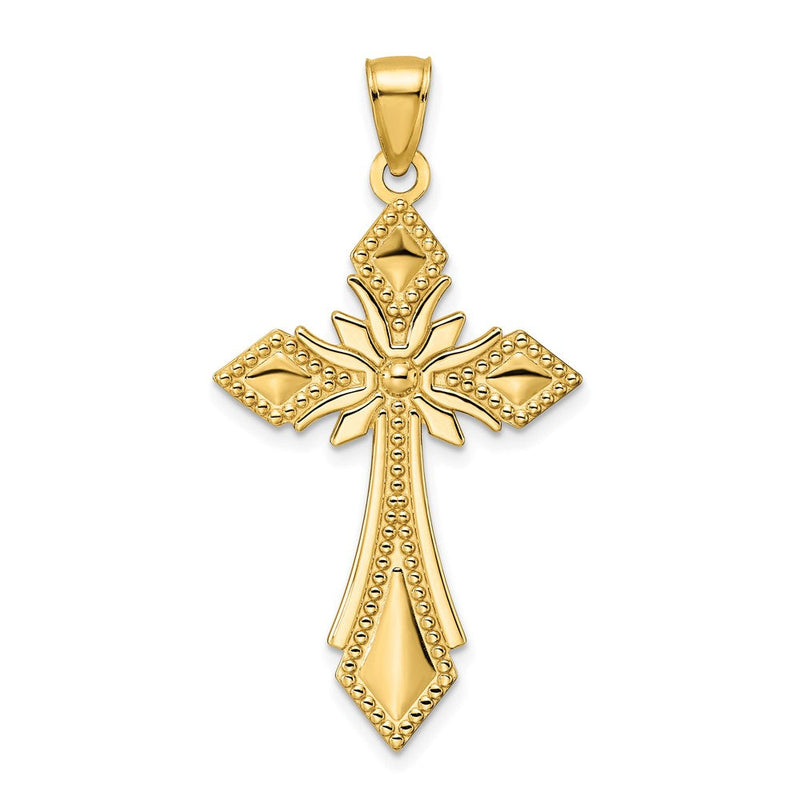 14K Gelbgold Polierter Kugel-Kreuz-Anhänger