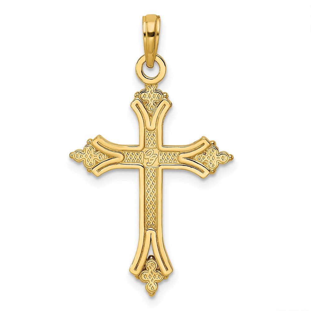 14K Gelbgold Kreuz-Anhänger, perliert und poliert