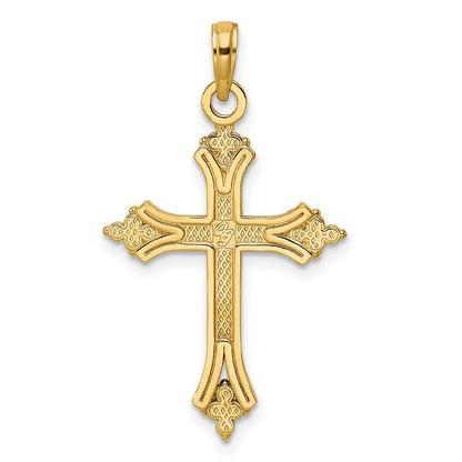 14K Gelbgold Kreuz-Anhänger, perliert und poliert