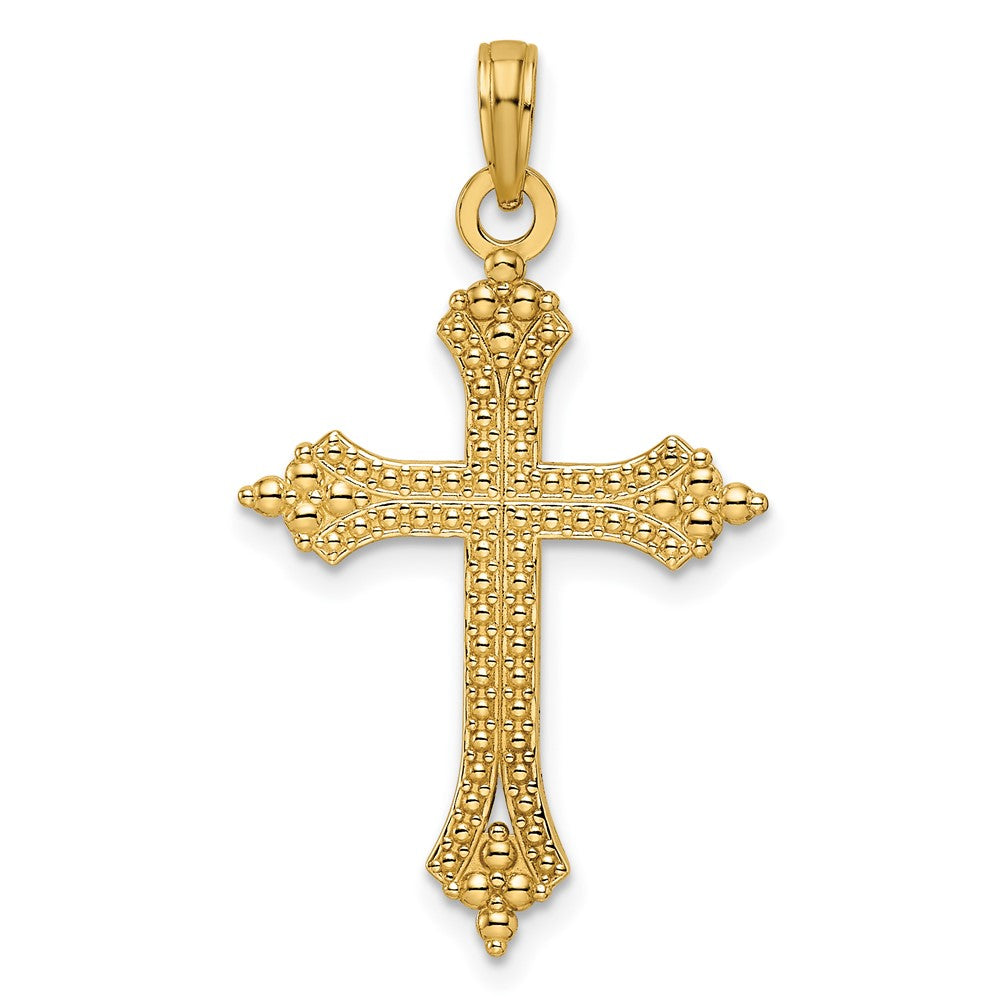 14K Gelbgold Kreuz-Anhänger, perliert und poliert