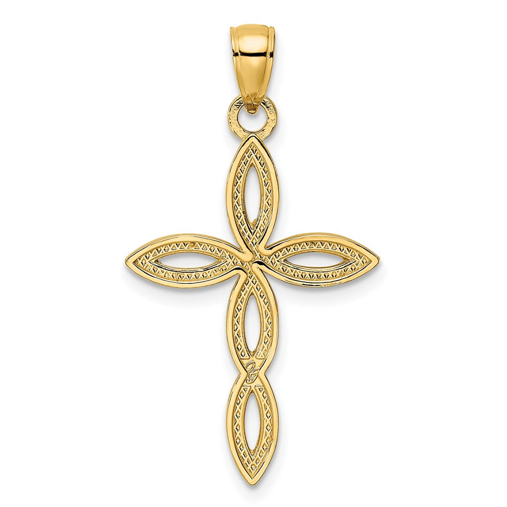 14K Gelbgold Kreuz-Anhänger mit Perlrand, poliert