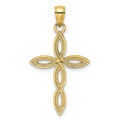 14K Gelbgold Kreuz-Anhänger mit Perlrand, poliert