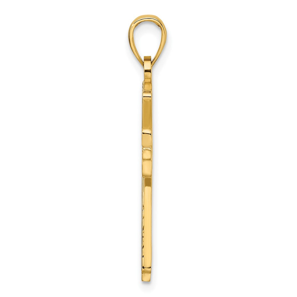 14K Gelbgold Kreuz-Anhänger, poliert und strukturiert
