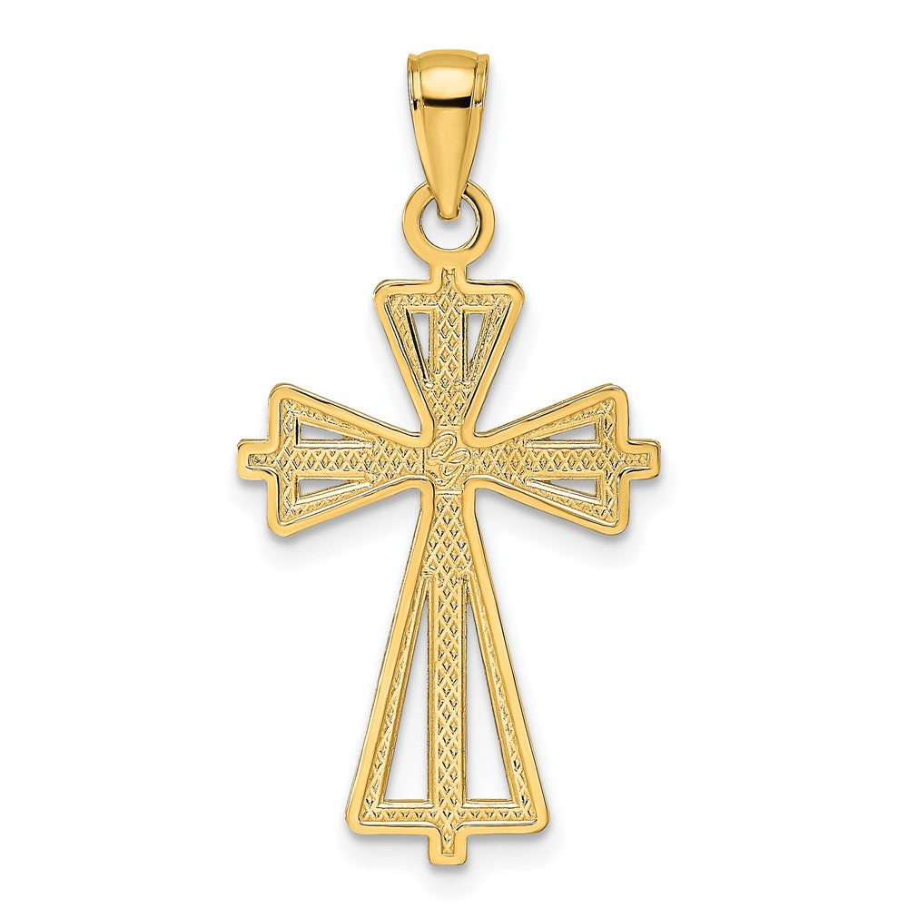 14K Gelbgold Kreuz-Anhänger, poliert und strukturiert