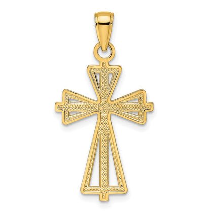 14K Gelbgold Kreuz-Anhänger, poliert und strukturiert