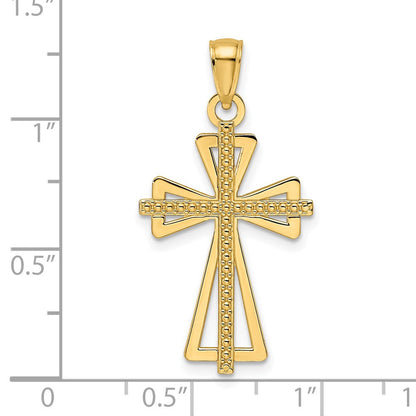 14K Gelbgold Kreuz-Anhänger, poliert und strukturiert