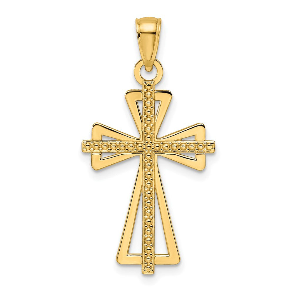 14K Gelbgold Kreuz-Anhänger, poliert und strukturiert