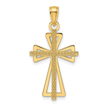14K Gelbgold Kreuz-Anhänger, poliert und strukturiert
